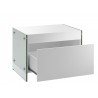 Casabianca IL VETRO Nightstand In High Gloss White Lacquer With Glass - Angled with Opened Drawer
