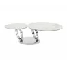 Casabianca SATELLITE Coffee Table In White Porcelain and Clear Glass In High Polished Stainless Steel - Front Angle - Casabianca SATELLITE Coffee Table In White Porcelain and Clear Glass In High Polished Stainless Steel - Front Angle