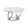 Casabianca SATELLITE Coffee Table In White Porcelain and Clear Glass In High Polished Stainless Steel - Front