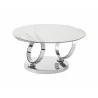 Casabianca SATELLITE Coffee Table In White Porcelain and Clear Glass In High Polished Stainless Steel - Front - Casabianca SATELLITE Coffee Table In White Porcelain and Clear Glass In High Polished Stainless Steel - Front