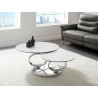 Casabianca SATELLITE Coffee Table In White Porcelain and Clear Glass In High Polished Stainless Steel - Lifestyle