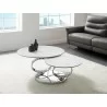 Casabianca SATELLITE Coffee Table In White Porcelain and Clear Glass In High Polished Stainless Steel - Lifestyle - Casabianca SATELLITE Coffee Table In White Porcelain and Clear Glass In High Polished Stainless Steel - Lifestyle