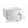 Casabianca Collins White Lacquer Nightstand / End Table - Drawer Opened Angled View - Casabianca Collins White Lacquer Nightstand / End Table - Drawer Opened Angled View