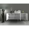 Casabianca VIZZIONE Buffet-Server In High Gloss White Veneer - Lifestyle Shelf Opened - Casabianca VIZZIONE Buffet-Server In High Gloss White Veneer - Lifestyle Shelf Opened