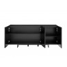 Casabianca STONE Buffet-server In Black in Marbled Glass - Front with Shelves Opened