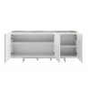 Casabianca STONE Buffet-server In Light Gray in Marbled Glass - Front with Shelves Opened