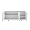 Casabianca STONE Buffet-server In White Marbled Glass - Front with Shelves Opened