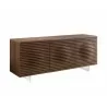 MOON Buffet-server In Walnut Veneer And Brushed Stainless Steel - Angled - MOON Buffet-server In Walnut Veneer And Brushed Stainless Steel - Angled