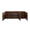 MOON Buffet-server In Walnut Veneer And Brushed Stainless Steel - Front with Shelves Opened