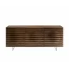 MOON Buffet-server In Walnut Veneer And Brushed Stainless Steel - Front - MOON Buffet-server In Walnut Veneer And Brushed Stainless Steel - Front