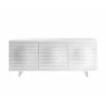 MOON Buffet-server In High Gloss White Lacquer With Brushed Stainless Steel - Front - MOON Buffet-server In High Gloss White Lacquer With Brushed Stainless Steel - Front