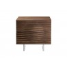 Moon Nightstand In Walnut Veneer And Brushed Stainless Steel - Front