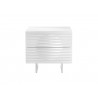 Moon Nightstand In High Gloss White Lacquer With Brushed Stainless Steel - Front
