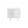 Moon Nightstand In High Gloss White Lacquer With Brushed Stainless Steel - Front - Moon Nightstand In High Gloss White Lacquer With Brushed Stainless Steel - Front