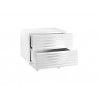 Moon Nightstand In High Gloss White Lacquer With Brushed Stainless Steel - Drawer Opened