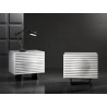 Moon Nightstand In High Gloss White Lacquer With Brushed Stainless Steel - Lifestyle 2
