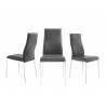 Casabianca FIRENZE Dining Chair In Dark Gray Pu-leather With Stainless Steel Base - Set of 3