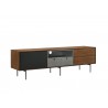 Casabianca CALICO Entertainment Center In Walnut Wood Veneer With Gray Matte Painted Accents - Angled View