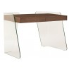 Casabianca ARCHIE Office Desk In High Gloss Walnut Veneer With Clear Glass - Angled View