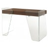 Casabianca ARCHIE Office Desk In High Gloss Walnut Veneer With Clear Glass - Angled