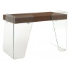 Casabianca ARCHIE Office Desk In High Gloss Walnut Veneer With Clear Glass - Side Angled