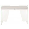 Casabianca ARCHIE Office Desk In High Gloss White Lacquer With Clear Glass - Front View