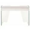 Casabianca ARCHIE Office Desk In High Gloss White Lacquer With Clear Glass - Front View - Casabianca ARCHIE Office Desk In High Gloss White Lacquer With Clear Glass - Front View