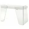 Casabianca ARCHIE Office Desk In High Gloss White Lacquer With Clear Glass - Side Angle - Casabianca ARCHIE Office Desk In High Gloss White Lacquer With Clear Glass - Side Angle