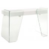 Casabianca ARCHIE Office Desk In High Gloss White Lacquer With Clear Glass - Angled Back