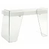 Casabianca ARCHIE Office Desk In High Gloss White Lacquer With Clear Glass - Angled Back - Casabianca ARCHIE Office Desk In High Gloss White Lacquer With Clear Glass - Angled Back