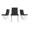Casabianca LOFT Dining Chair In Black Pu-leather With Stainless Steel Base - Set of 3