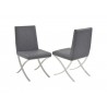 Casabianca LOFT Dining Chair In Dark Gray Pu-leather With Stainless Steel Base - Set of 3