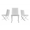 Casabianca LOFT Dining Chair In White Pu-leather With Stainless Steel Base - Set of 3