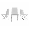 Casabianca LOFT Dining Chair In White Pu-leather With Stainless Steel Base - Set of 3 - Casabianca LOFT Dining Chair In White Pu-leather With Stainless Steel Base - Set of 3