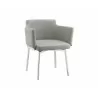 Casabianca SUZZIE Arm Dining Chair In Gray With Swivel Polished Stainless Steel Base - Angled - Casabianca SUZZIE Arm Dining Chair In Gray With Swivel Polished Stainless Steel Base - Angled