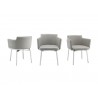 Casabianca SUZZIE Arm Dining Chair In Gray With Swivel Polished Stainless Steel Base - 3 Sides