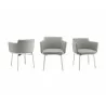 Casabianca SUZZIE Arm Dining Chair In Gray With Swivel Polished Stainless Steel Base - 3 Sides - Casabianca SUZZIE Arm Dining Chair In Gray With Swivel Polished Stainless Steel Base - 3 Sides