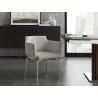 Casabianca SUZZIE Arm Dining Chair In Gray With Swivel Polished Stainless Steel Base - Lifestyle - Casabianca SUZZIE Arm Dining Chair In Gray With Swivel Polished Stainless Steel Base - Lifestyle