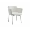Casabianca SUZZIE Arm Dining Chair In White With Swivel Polished Stainless Steel Base - Angled - Casabianca SUZZIE Arm Dining Chair In White With Swivel Polished Stainless Steel Base - Angled