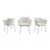 Casabianca SUZZIE Arm Dining Chair In White With Swivel Polished Stainless Steel Base - 3 Sides