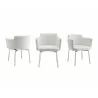 Casabianca SUZZIE Arm Dining Chair In White With Swivel Polished Stainless Steel Base - 3 Sides - Casabianca SUZZIE Arm Dining Chair In White With Swivel Polished Stainless Steel Base - 3 Sides