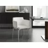 Casabianca SUZZIE Arm Dining Chair In White With Swivel Polished Stainless Steel Base - Lifestyel - Casabianca SUZZIE Arm Dining Chair In White With Swivel Polished Stainless Steel Base - Lifestyel