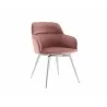 Casabianca PIROUETTE Arm Dining Chair In Pink Fabric - Angled - Casabianca PIROUETTE Arm Dining Chair In Pink Fabric - Angled