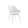 Casabianca PIROUETTE Arm Dining Chair In White PU Fabric - Angled