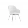 Casabianca PIROUETTE Arm Dining Chair In White PU Fabric - Angled - Casabianca PIROUETTE Arm Dining Chair In White PU Fabric - Angled