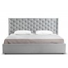 Casabianca Home Parker King Size Bed In Gray Velvet Fabric Tufted Headboard With Storage - Front
