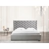 Casabianca Home Parker King Size Bed In Gray Velvet Fabric Tufted Headboard With Storage - Lifestyle