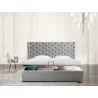Casabianca Home Parker King Size Bed In Gray Velvet Fabric Tufted Headboard With Storage - Storage Opened - Casabianca Home Parker King Size Bed In Gray Velvet Fabric Tufted Headboard With Storage - Storage Opened