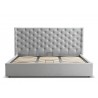 Casabianca Home Parker King Size Bed In Gray Velvet Fabric Tufted Headboard With Storage - Fully Opened