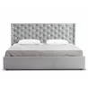 Casabianca PARKER Queen Size Bed In Gray Velvet Fabric Tufted Headboard With Storage - Front - Casabianca PARKER Queen Size Bed In Gray Velvet Fabric Tufted Headboard With Storage - Front